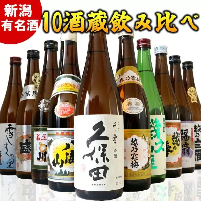 新潟有名酒と純米大吟醸入り！10種類飲み比べ720ml×10本