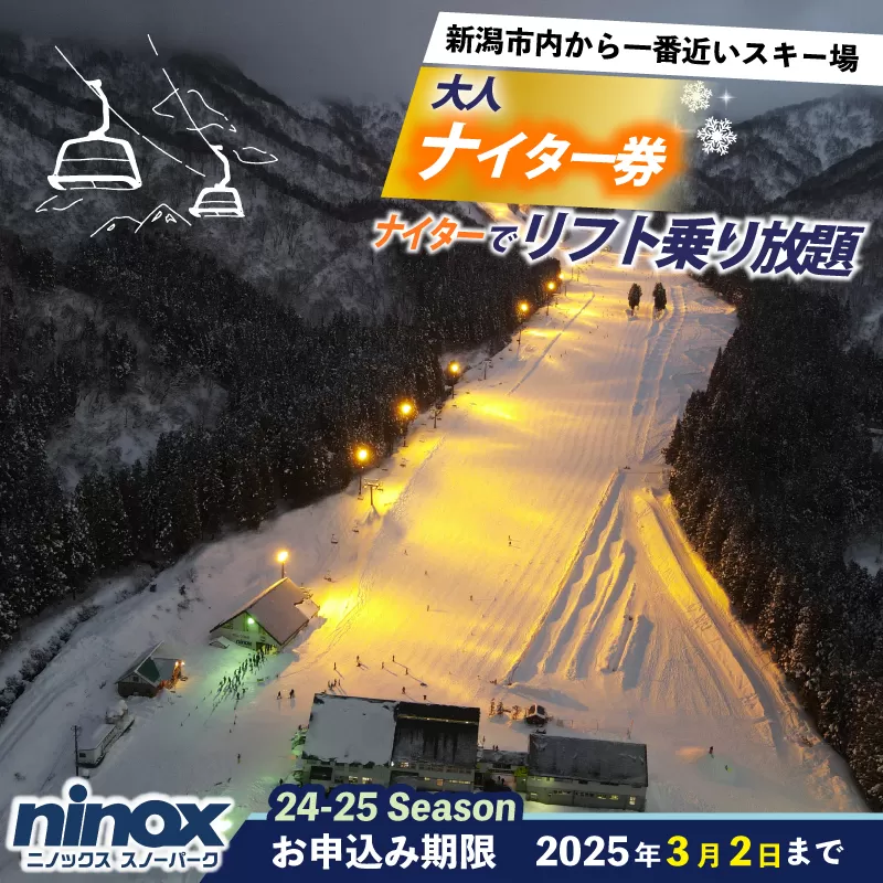 リフト券 ナイター券 スキー スノーボード 新潟 雪 スポーツ 新発田 観光 ニノックス ninox004