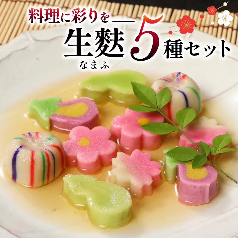 料理が映える 生麩5種セット 【 生麩 5種 セット お祝い 正月 年末 特別 縁起物 高級感 華やか ひょうたん さくら なす てまり うめ 冷凍 宮村製麩所 おもてなし おせち I29 】