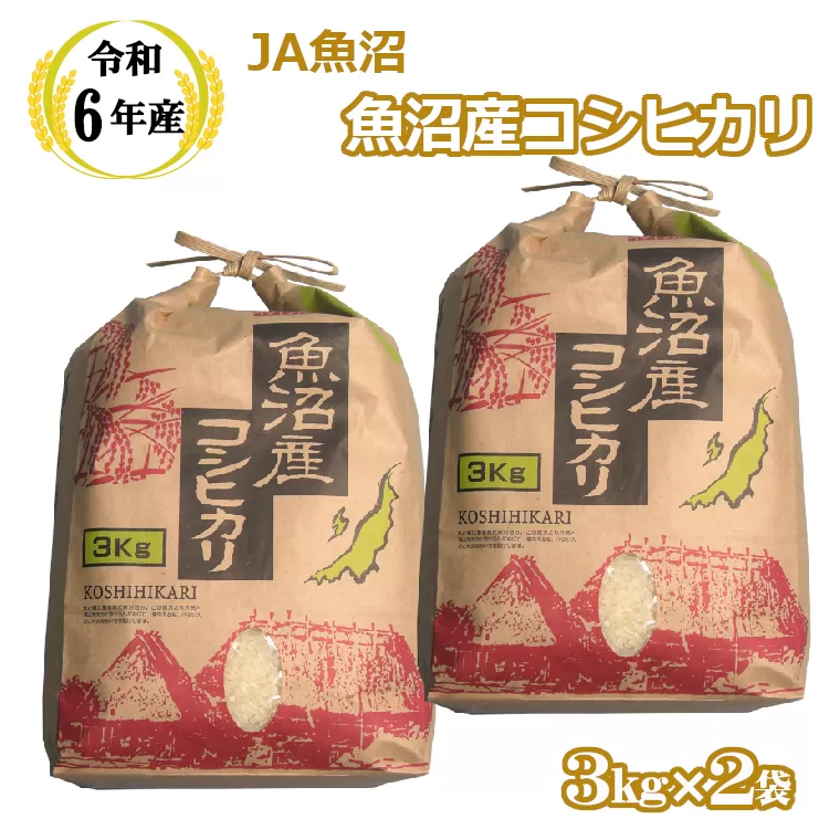 JA17P317 令和6年産魚沼産コシヒカリ3kg×2袋【クラフト袋入り】（JA魚沼）白米 魚沼 米