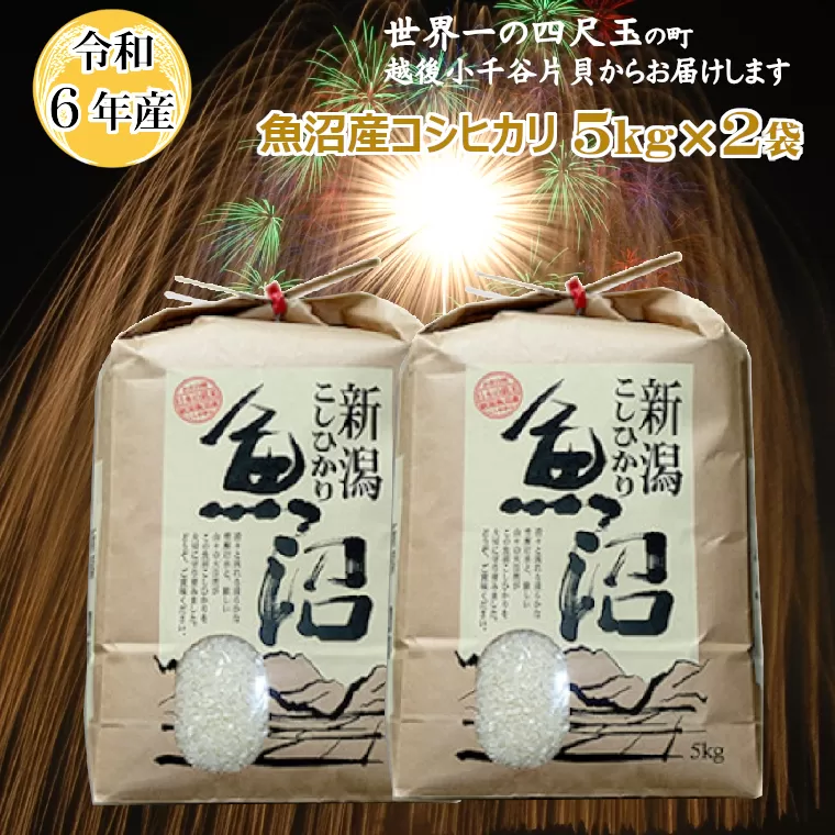 K26P304 令和6年産 魚沼産コシヒカリ5kg×2袋（10kg）【(有)米萬商店】世界一の四尺玉の町片貝町 白米 魚沼 米