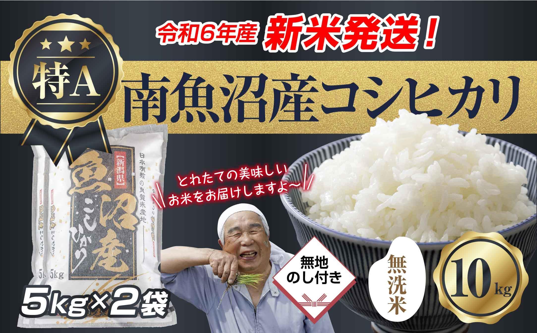 新米発送】 無地のし 「無洗米」 令和6年産 新潟県 南魚沼産 コシヒカリ お米 5kg×2袋 計10kg 精米済み（お米の美味しい炊き方ガイド付き）  お米 こめ 白米 新米 こしひかり 食品 人気 おすすめ 送料無料 魚沼 南魚沼 南魚沼市 新潟県産 新潟県 精米 産直 産地直送 お ...