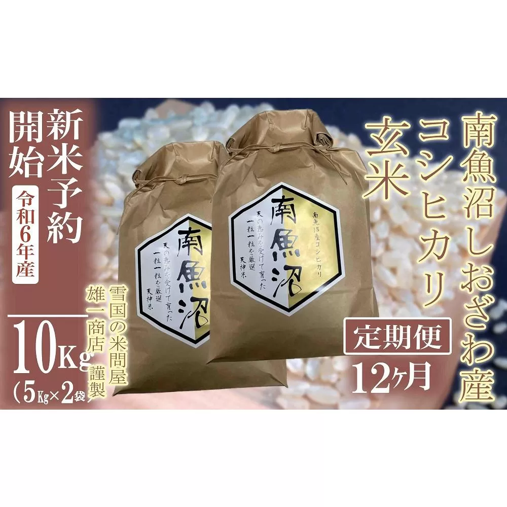 【新米予約・令和6年産】定期便12ヶ月：●玄米●10Kg 生産者限定 南魚沼しおざわ産コシヒカリ