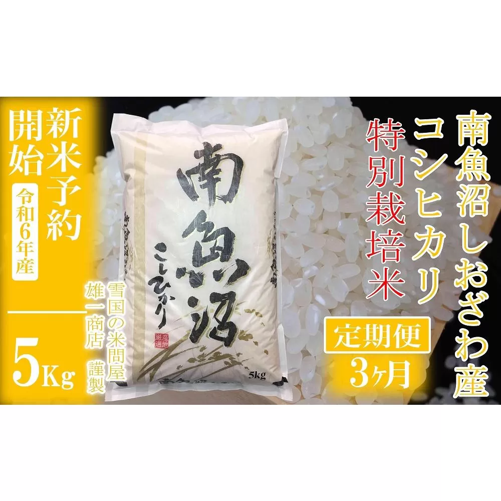 【新米予約・令和6年産】定期便3ヶ月：精米5Kg ※特別栽培※生産者限定 南魚沼しおざわ産コシヒカリ