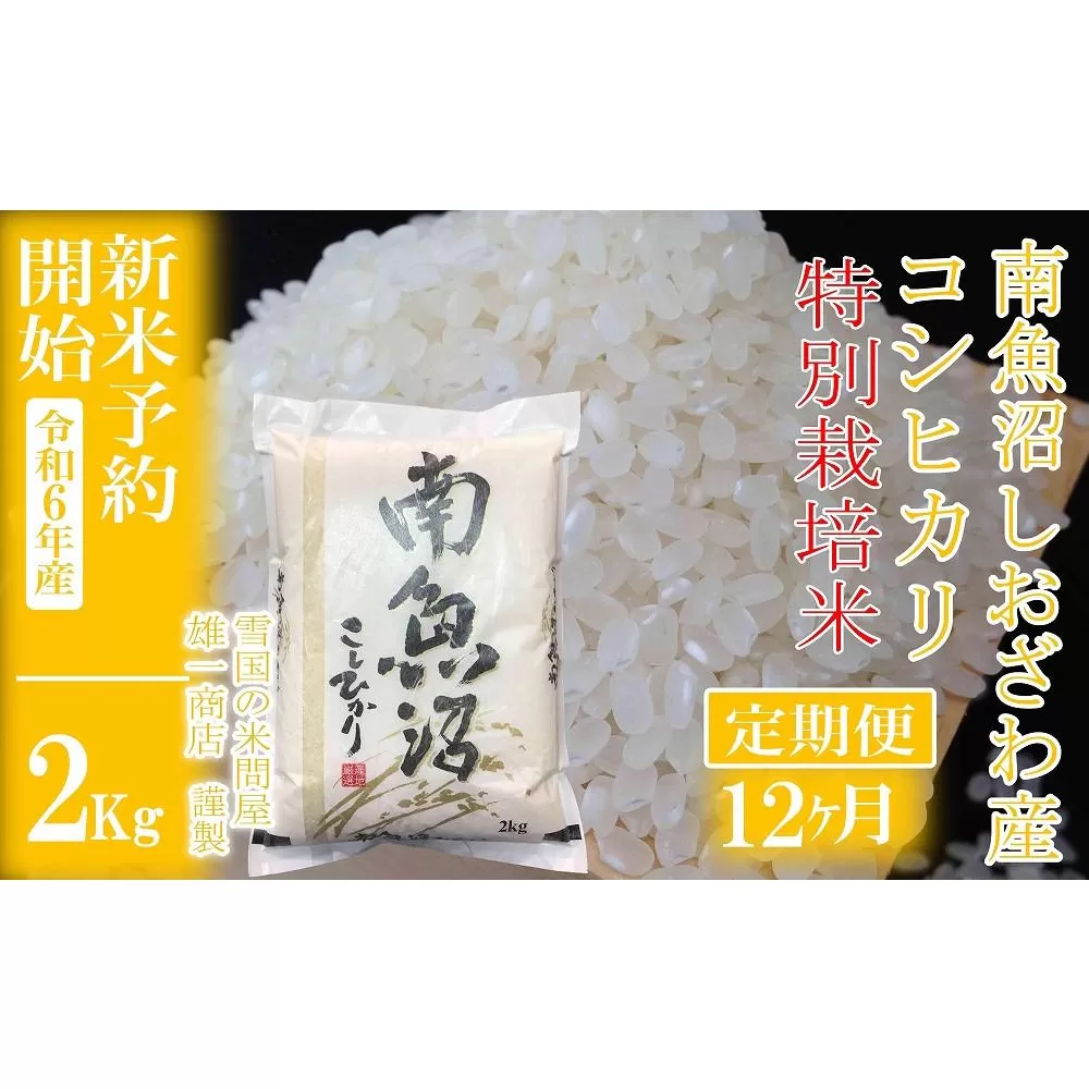 【新米予約・令和6年産】定期便12ヶ月：精米2Kg ※特別栽培※生産者限定 南魚沼しおざわ産コシヒカリ