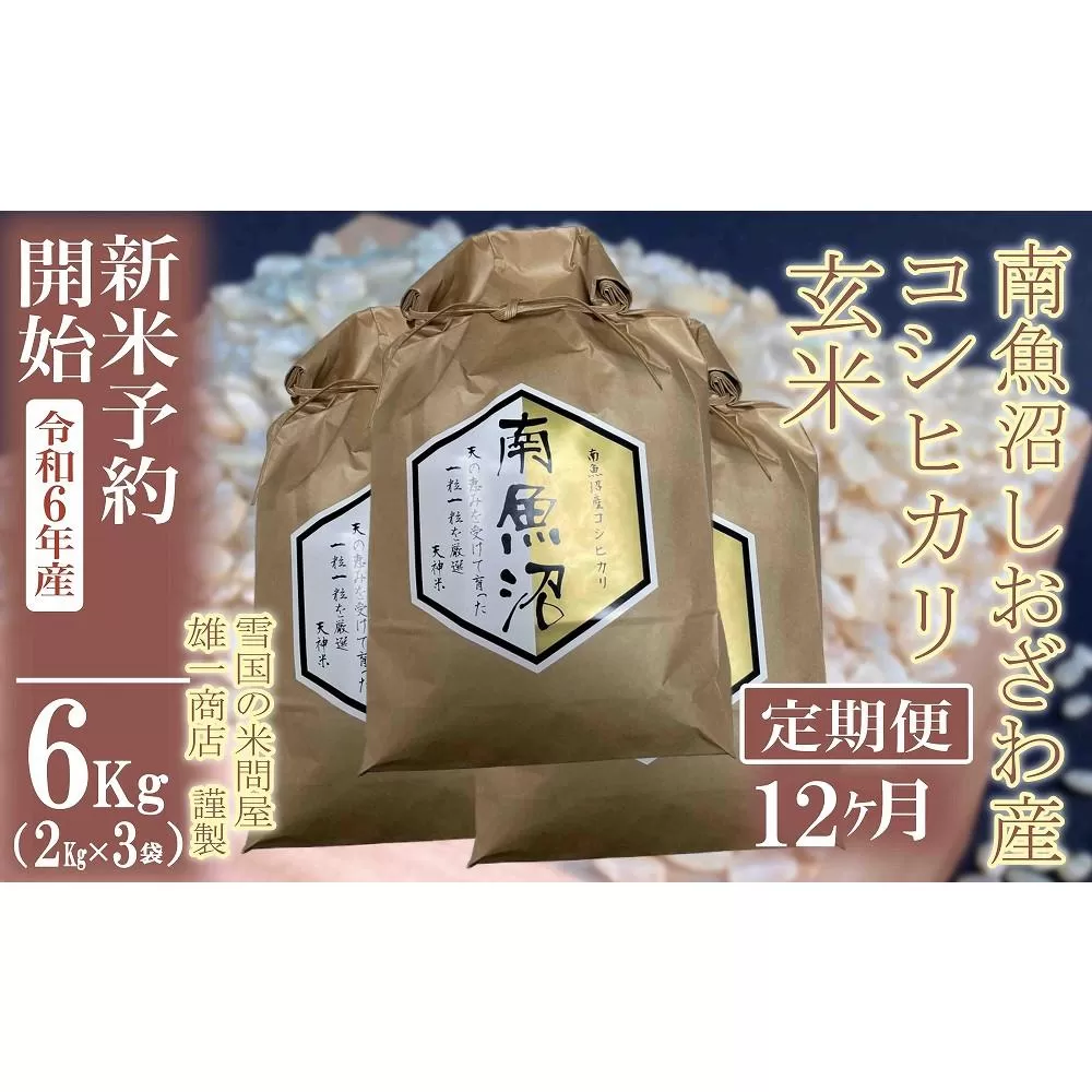 【新米予約・令和6年産】定期便12ヶ月：●玄米●6Kg 生産者限定 南魚沼しおざわ産コシヒカリ