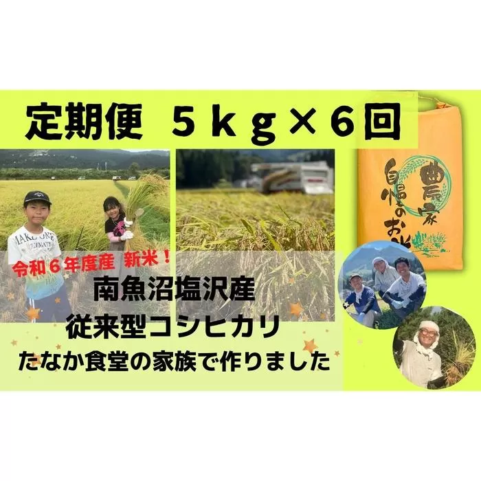 南魚沼塩沢産　従来型コシヒカリ　白米５ｋｇ×６回（定期便）（令和６年度新米スタート）