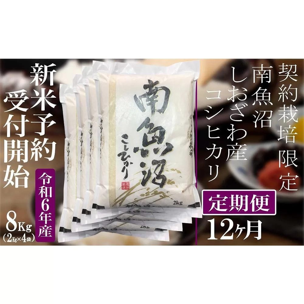 【新米予約・令和6年産】定期便12ヶ月：精米8Kg 契約栽培限定 南魚沼しおざわ産コシヒカリ