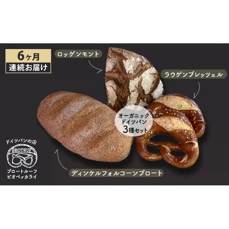 【6ヶ月連続お届け】オーガニックドイツパン3種セット