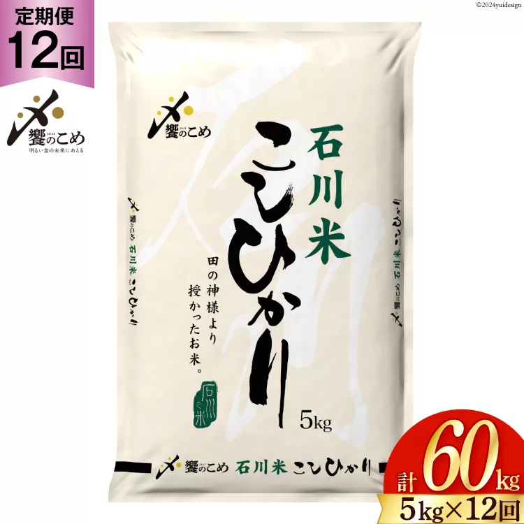 米 定期便 石川米 こしひかり【穂立】5kg×12回 総計60kg [中橋商事 石川県 宝達志水町 38600814]コシヒカリ お米 コメ 12ヶ月 白米 精米 おこめ こめ