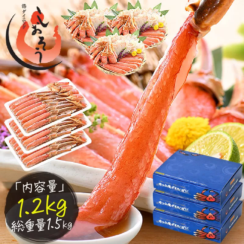 【12月25日～31日着】カット済ズワイ蟹ハーフポーション1.2kg（400g × 3箱） [053-b009]【敦賀市ふるさと納税】