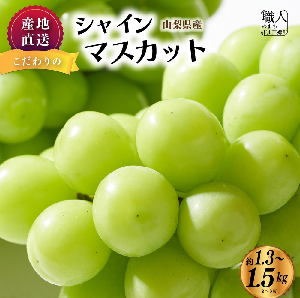 産地直送】山梨県産：シャインマスカット 1.3～1.5箱(2～3房) ないとうぶどうファーム  【5839-1926】｜市川三郷町｜山梨県｜返礼品をさがす｜まいふる by AEON CARD