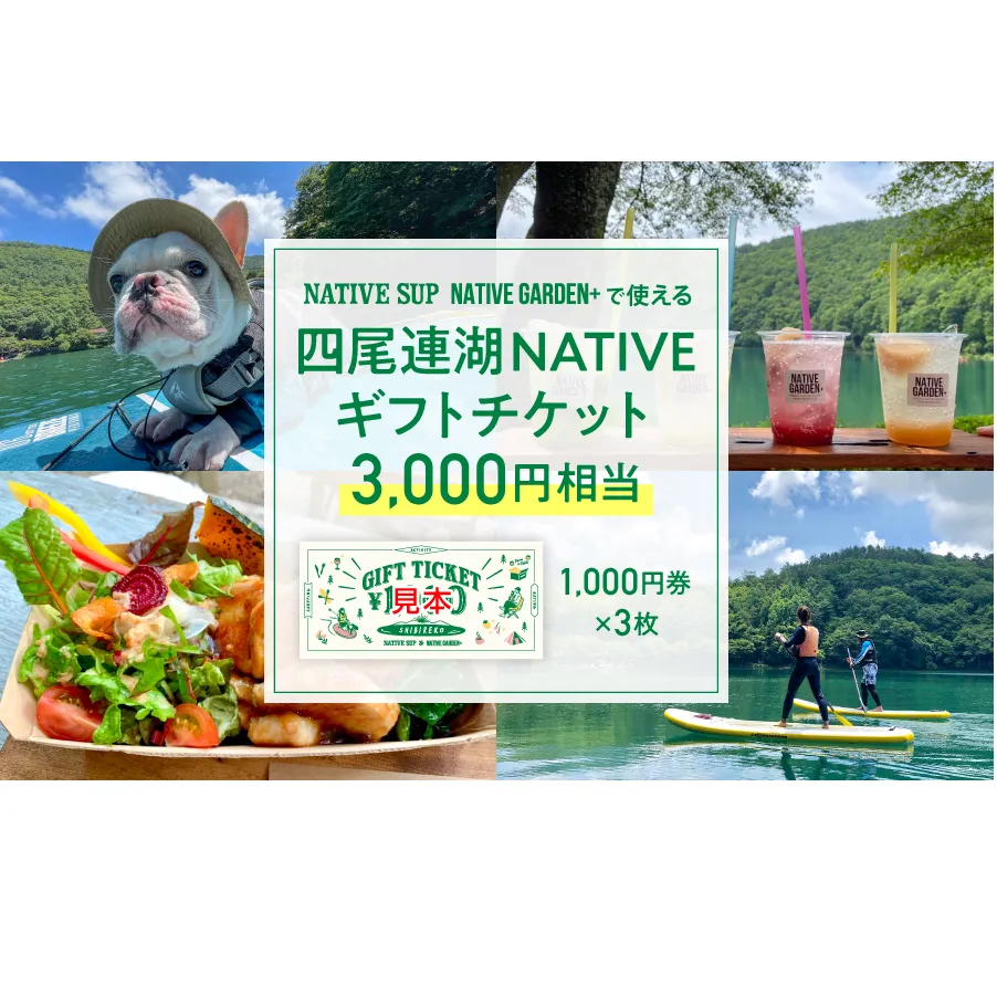 四尾連湖 NATIVEギフトチケット3,000円券　native surf[5839-2051]