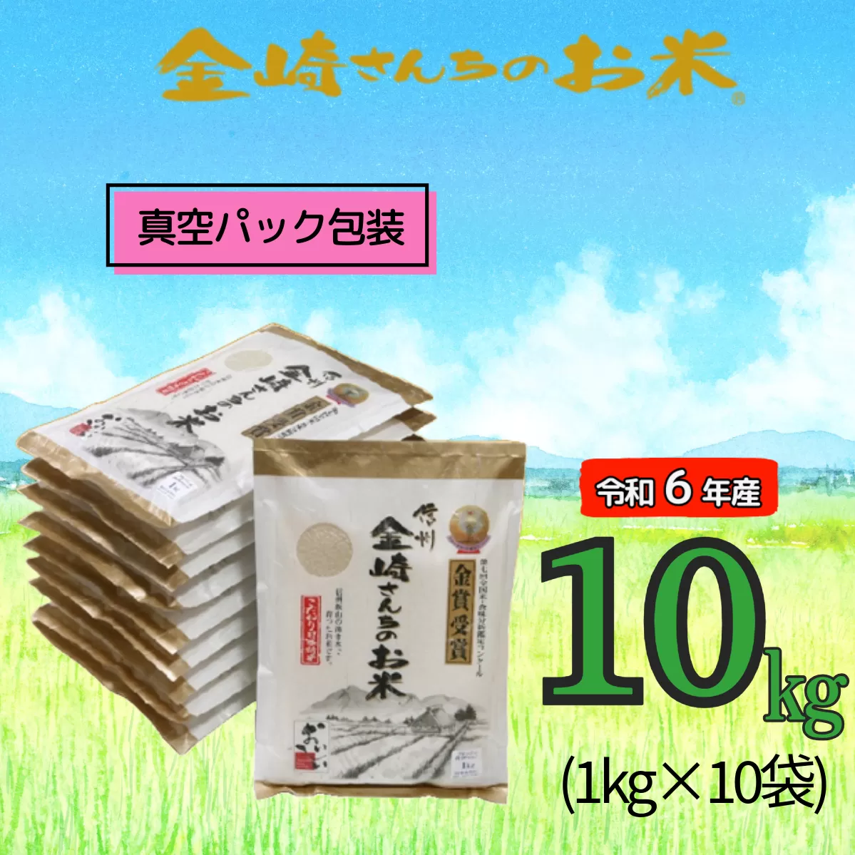 【令和6年産】「金崎さんちのお米」10kg(真空パック1kg×10袋)(6-7A)