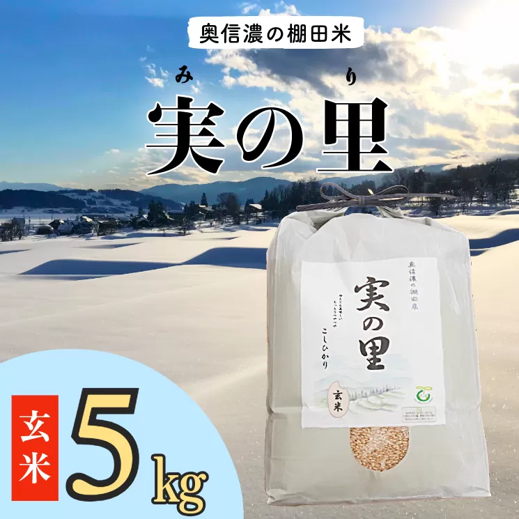 【令和6年産】 こしひかり 『奥信濃の棚田米 実の里』 玄米 5kg (6-61B)