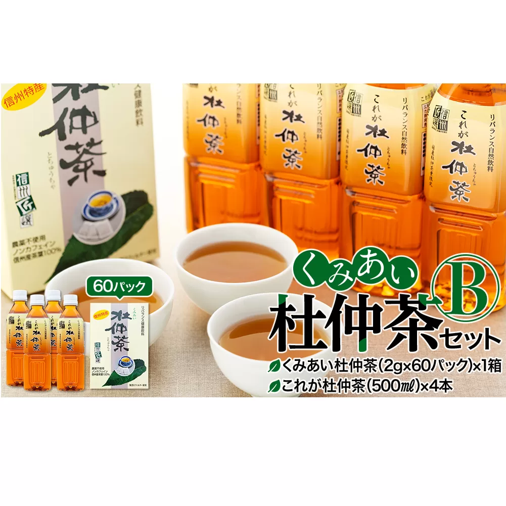 杜仲茶 くみあい杜仲茶 セット B ティーパック ペットボトル 詰め合わせ 国産 茶 お茶 パック ノンカフェイン 飲料 ドリンク ミネラル 健康 美容 ギフト プレゼント 贈答 贈り物 とちゅうちゃ ティーバッグ ティーバック 長野 長野県 箕輪町