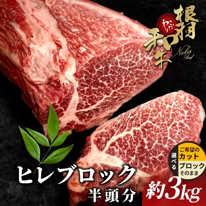 根羽こだわり和牛 ヒレ ブロック 半頭分 約3kg 黒毛和牛 ヒレステーキ ブロック肉　塊肉 塊 牛肉 国産牛 お祝い パーティ ステーキ 焼肉 BBQ 霜降り すき焼き しゃぶしゃぶ 大人数