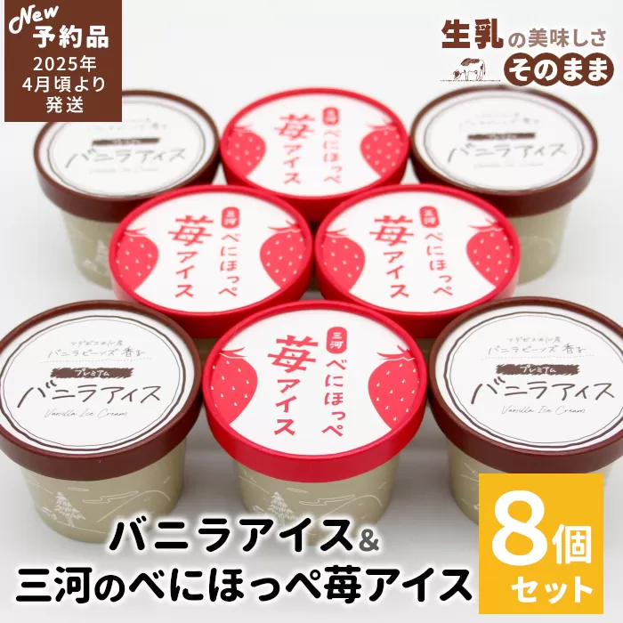 ✿新商品・先行予約✿バニラアイス＆紅ほっぺいちごアイス 8個入り アイス 苺 80ml  5000円 アイスクリーム アイス 苺 いちご バニラ バニラアイス