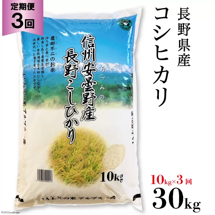 【3回定期便】長野県産コシヒカリ 計30kg（10kg×3回） [大北農業協同組合 長野県 池田町 48110061]