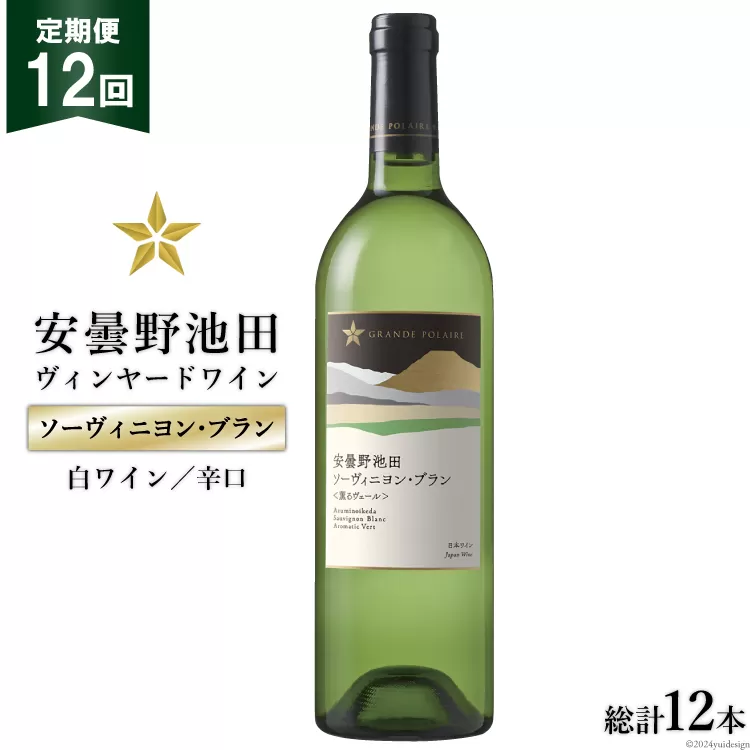 12回 定期便 白ワイン サッポロ グランポレール 安曇野池田ヴィンヤード「ソーヴィニヨン・ブラン」750ml 総計12本 [池田町ハーブセンター 長野県 池田町 48110617] 白 ワイン 辛口 お酒 酒