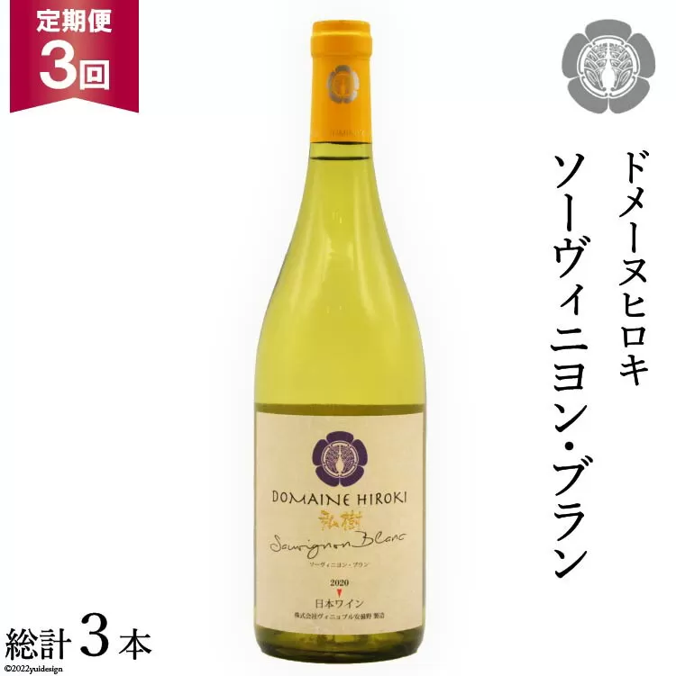 【3回定期便】ソーヴィニヨン・ブラン 750ml×1本 [ヴィニョブル安曇野 DOMAINE HIROKI 長野県 池田町 48110153]