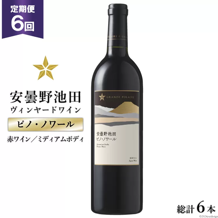 6回 定期便 赤ワイン サッポロ グランポレール 安曇野池田ヴィンヤード「ピノ・ノワール」750ml 総計6本 [池田町ハーブセンター 長野県 池田町 48110622] 赤 ワイン ミディアムボディ お酒 酒 