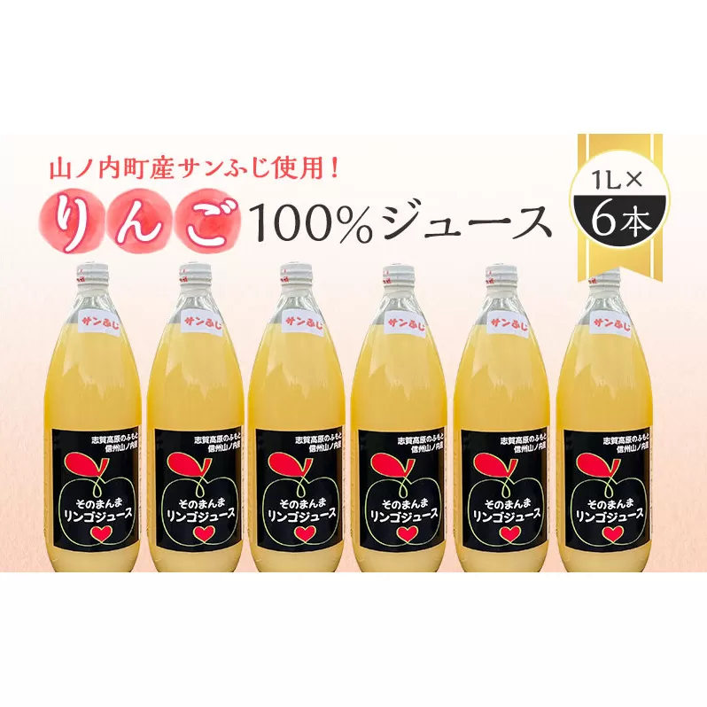 山ノ内町産サンふじ使用！りんごジュース 1000cc×6本セット