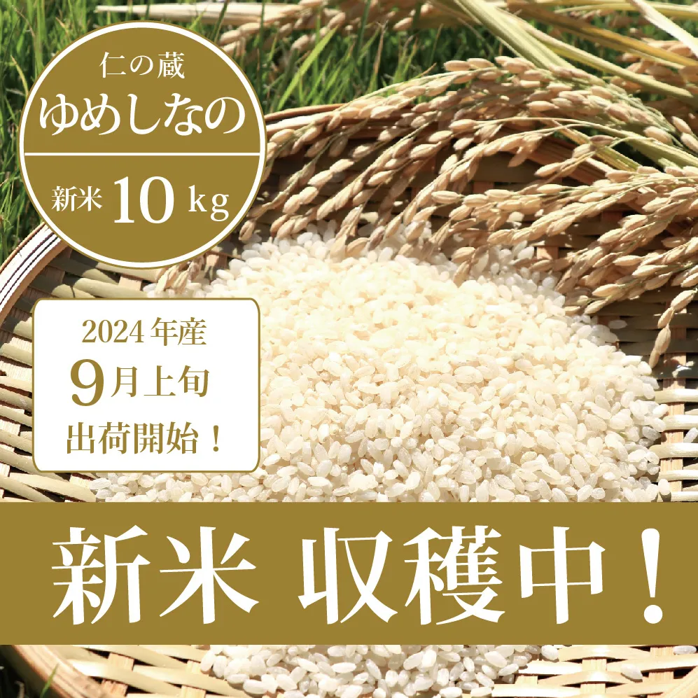 【ふるさと納税】数量限定で新米出荷中！ 仁の蔵の令和6年産「ゆめしなの」10kg ☆冷害に強い早生品種・長野県信濃町のお米 【9月上旬以降、随時発送】
