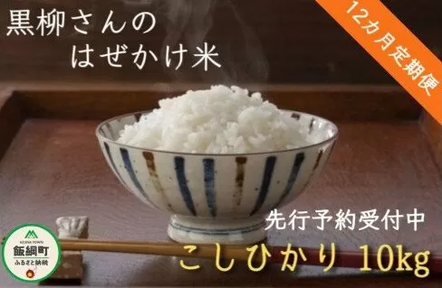 【令和6年度収穫分】こしひかり 10kg×12回【12カ月定期便】 ※沖縄県への配送不可　※2024年11月上旬頃から順次発送予定　黒柳さんのはぜかけ米　長野県飯綱町[1414]