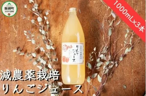 [1431]信州 飯綱町産　りんごジュース　1000mL×3本　果汁100％　※沖縄および離島への配送不可　カネツ農園　エコファーマー認定　長野県飯綱町