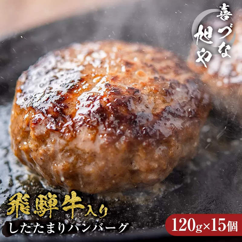 喜づな旭や　飛騨牛入りしたたまりハンバーグ　120g×15個　0092-005