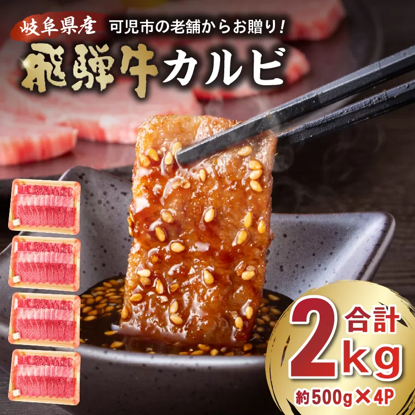 飛騨牛カルビ2kg(500g×4) 0016-056 牛肉 冷凍 国産牛 グルメ お中元 御中元 お歳暮 御歳暮 和牛 焼肉 肉 牛肉 カルビ 焼肉用 BBQ バーベキュー 小分け