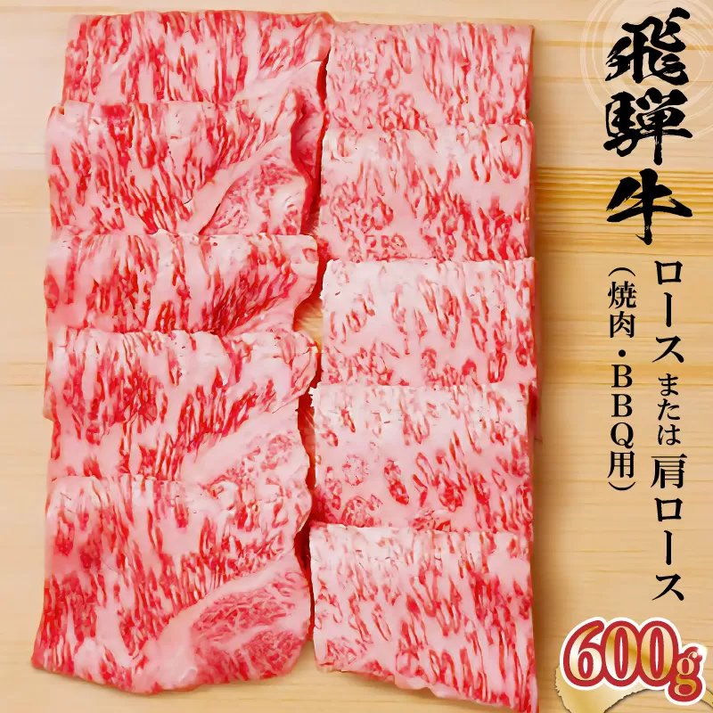 飛騨牛 ロースまたは肩ロース 600g (焼肉・BBQ用)　0091-007