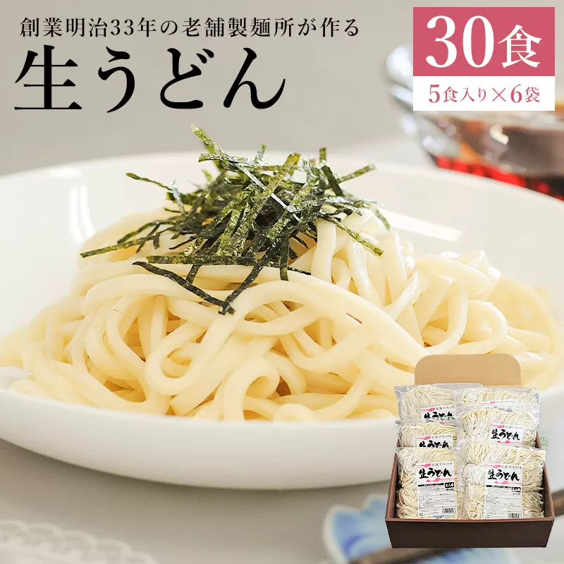 創業明治３３年の老舗製麺所が作る「生うどん」30食（5食入り×6袋）　0064-002