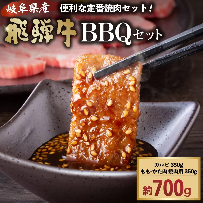 飛騨牛BBQセット(カルビ350g、もも・かた肉 焼き肉用350g) 0016-022 肉 お肉 ブランド ブランド牛 バーベキュー 詰め合わせ お取り寄せ グルメ