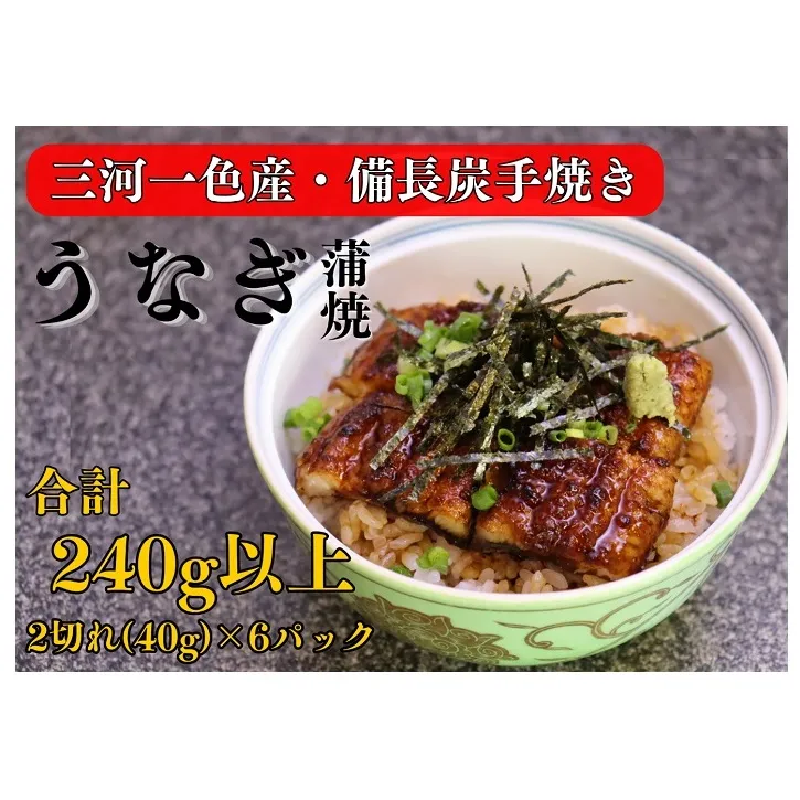 三河一色産 備長炭手焼き 昭和9年創業 魚しげのこだわりのうなぎ 蒲焼 2切れ×6パック