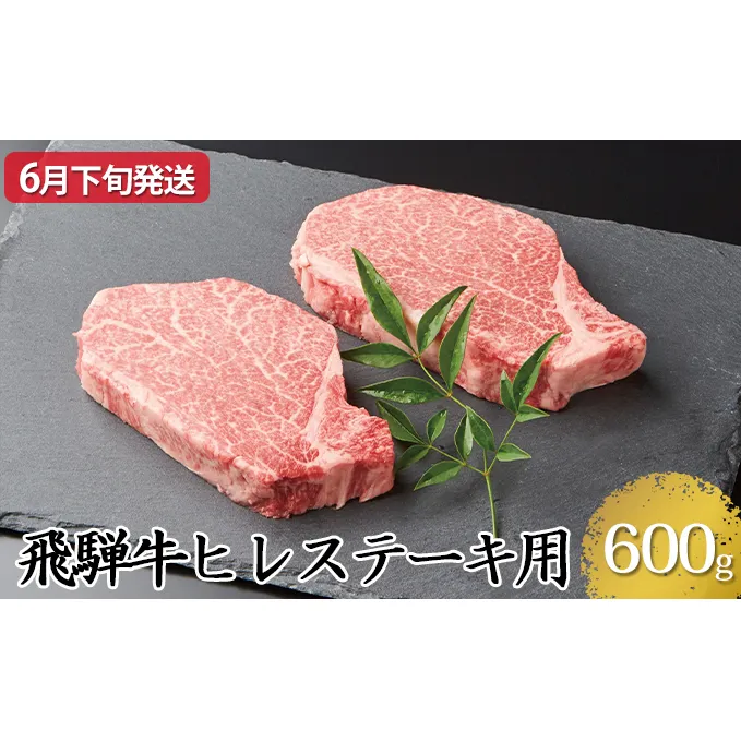 【6月下旬発送】飛騨牛ヒレステーキ用600g（5等級・冷凍）