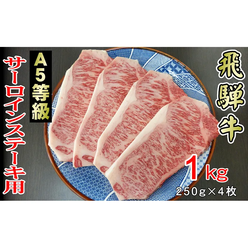 牛肉 飛騨牛 サーロイン ステーキ セット 1kg（1枚 約250g×4枚 ） 黒毛和牛 Ａ5 美味しい お肉 牛 肉 和牛 サーロインステーキ 【岐阜県輪之内町】