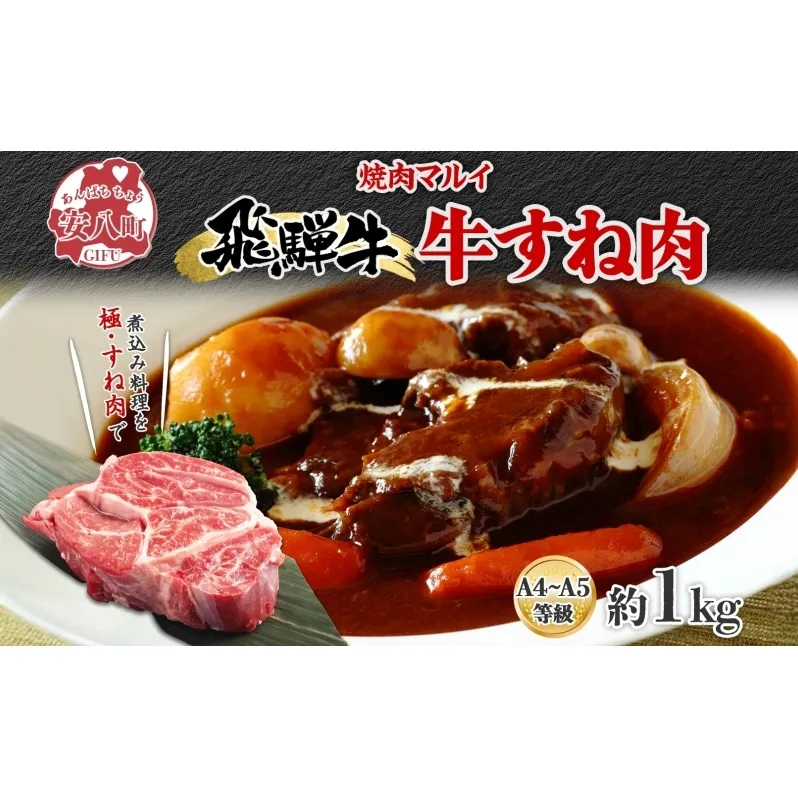 飛騨牛 スネ肉 約1kg お肉 牛肉 和牛 牛 国産 ブランド牛 国産牛 ブランド和牛 すね肉 赤身 煮込み カレー シチュー ビーフシチュー おでん ポトフ 柔らかい ホロホロ 人気 贅沢 本格 旨み とろける 冷蔵 真空パック 送料無料 焼肉マルイ 岐阜県 安八町