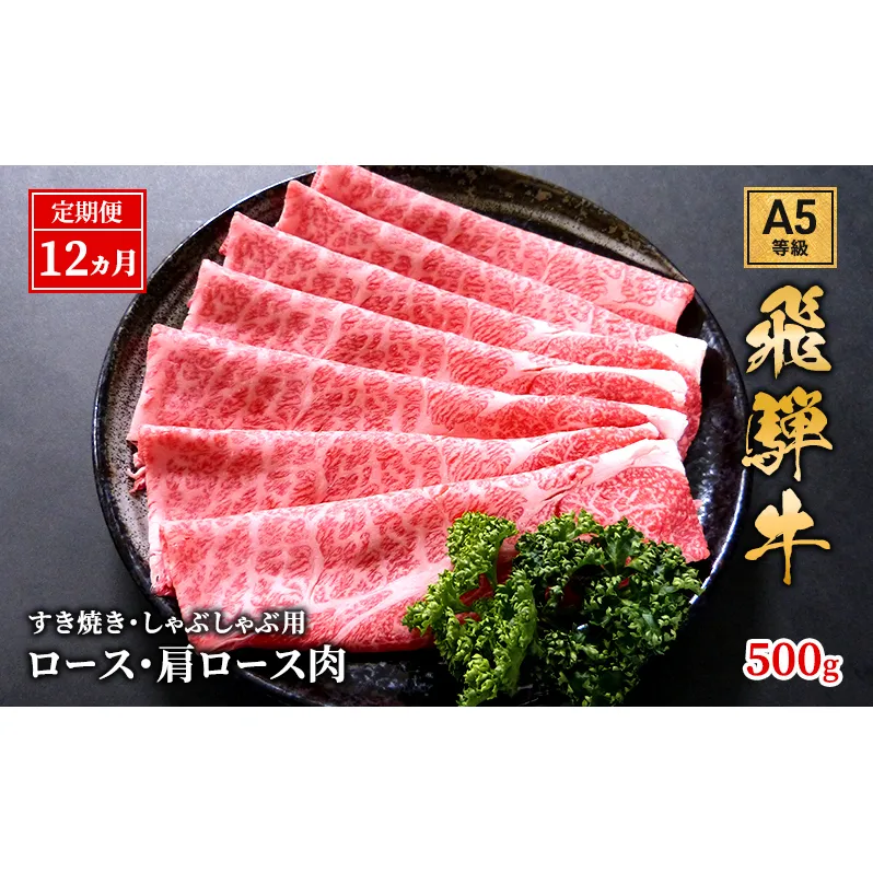 【定期便12ヶ月】牛肉 飛騨牛 すき焼き しゃぶしゃぶ セット ロース 又は 肩ロース 500g 黒毛和牛 Ａ5 美味しい お肉 牛 肉 和牛 すき焼き肉 すきやき すき焼肉 しゃぶしゃぶ しゃぶしゃぶ肉 【岐阜県池田町】