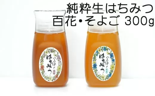 使いやすいポリ容器入り 非加熱生はちみつ 百花 そよご 各300g 計2本 純粋生はちみつ 食べ比べ