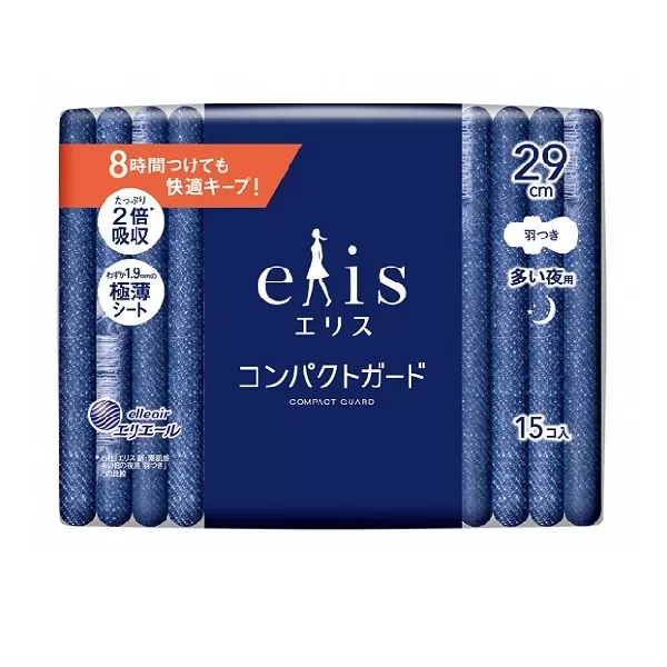 0030-10-01 エリス コンパクトガード 多い夜用 羽つき 29cm 15枚×27パック (405枚)