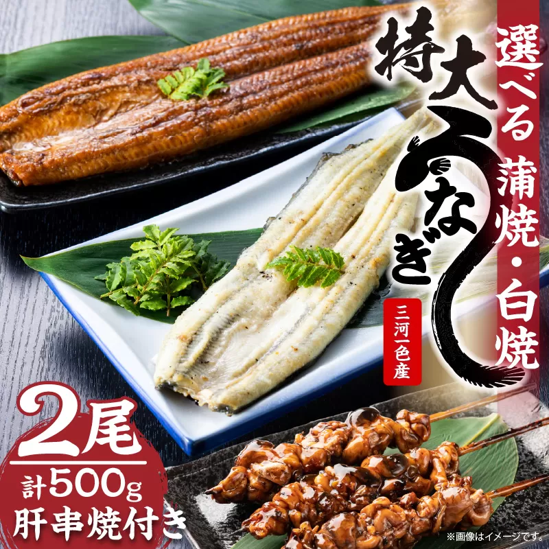 三河一色産　最高級うなぎセット 特大2尾（蒲焼・白焼各1尾）計500g（冷蔵配送）