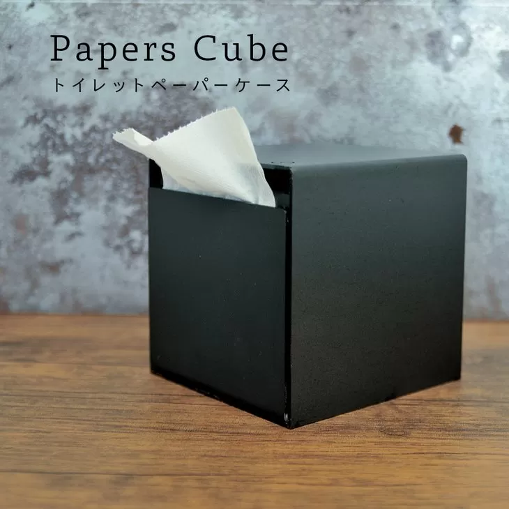 GRAVIRoN Papers Cube 黒皮鉄（トイレットペーパーケース）