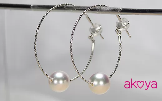 akoya フープピアス （K18WG） / 8.5?9.0ミリ 真珠 アコヤ パール ピアス 18金 アクセサリー ギフト ホワイトデー クリスマス 伊勢志摩 志摩 〔100-39〕