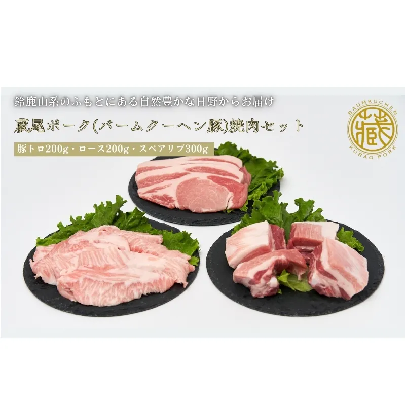 蔵尾ポーク(バームクーヘン豚)焼肉セット（ロース・スペアリブ・豚トロ）計700g