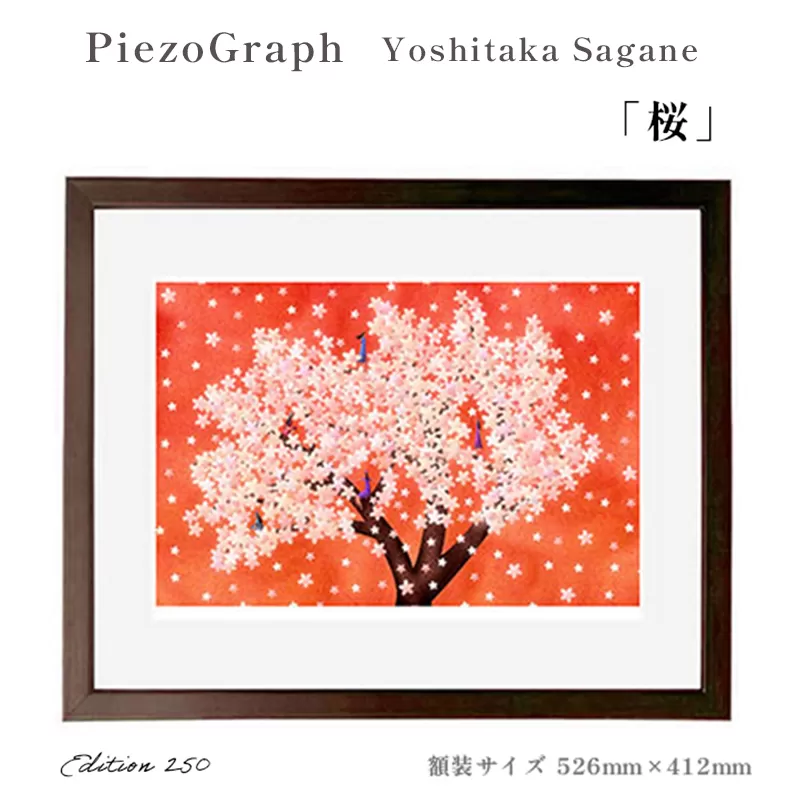 相根良孝 ピエゾグラフ 絵画「桜」 額装サイズ526mmx412mm 額縁付き アート インテリア 現代版画 出産祝い 進学祝い 成人祝い 就職祝い 退職記念 結婚祝い 結婚記念のお祝い お誕生日 長寿のお祝い 新築祝い 開業のお祝い 綾部 京都