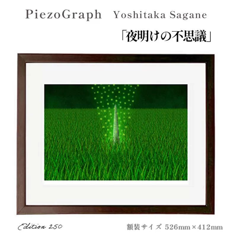 相根良孝 ピエゾグラフ 絵画「夜明けの不思議」 額装サイズ526mmx412mm 額縁付き アート インテリア 現代版画 出産祝い 進学祝い 成人祝い 就職祝い 退職記念 結婚祝い 結婚記念のお祝い お誕生日 長寿のお祝い 新築祝い 開業のお祝い 綾部 京都