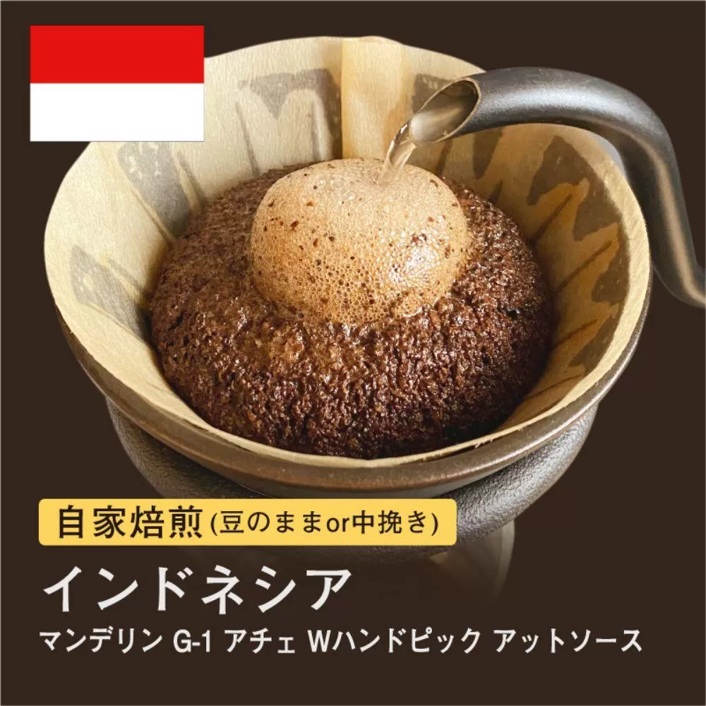 【中挽き】自家焙煎コーヒー！ #091 310g マンデリン G-1 アチェ Wハンドピック アットソース 珈琲