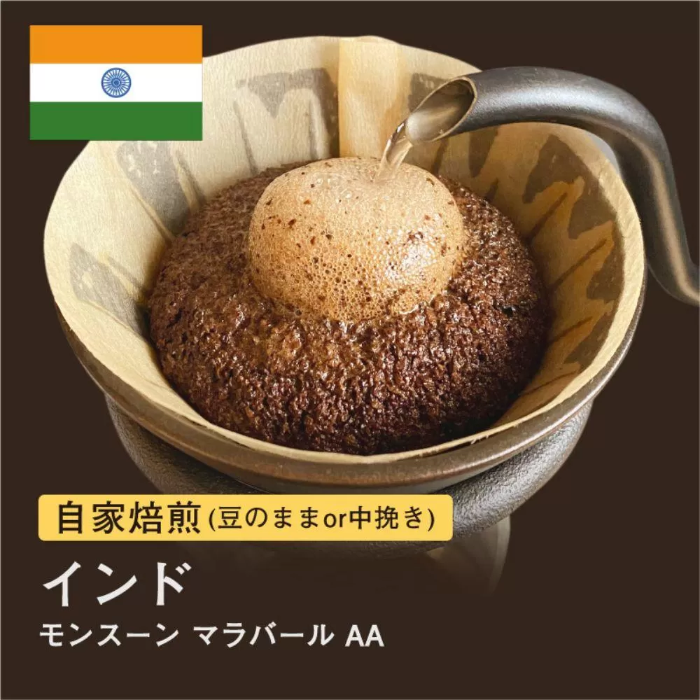 【粉】#019 インド モンスーン マラバール AA コーヒー豆 310g 当日焙煎 大山珈琲